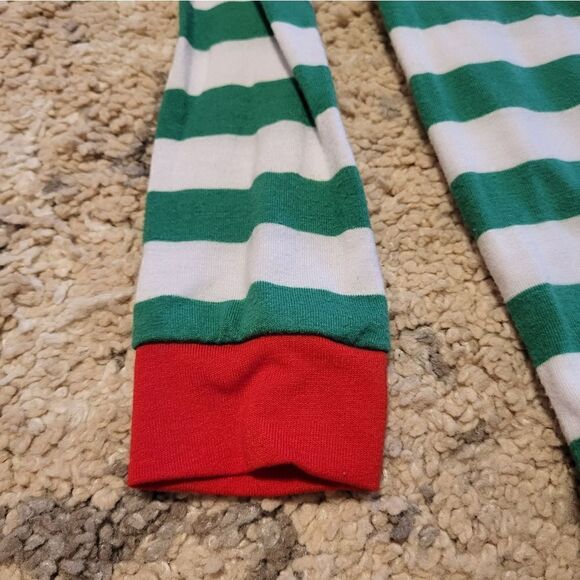 Coral Bee toddler green/white striped Christmas pajamas - Picture 3 of 9